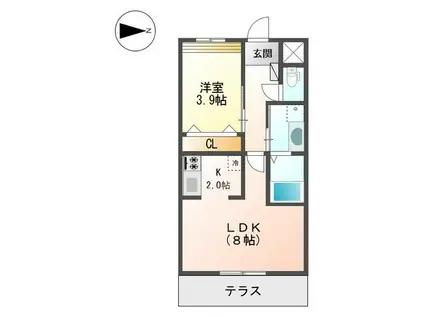 フォンテーヌ K(1LDK/1階)の間取り写真