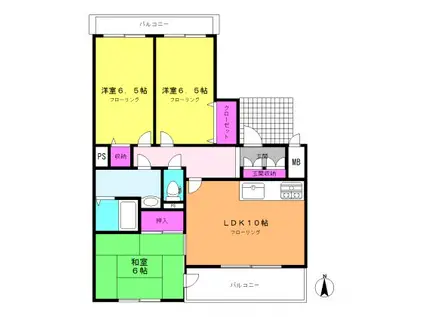 ファミール榎が丘(3LDK/2階)の間取り写真