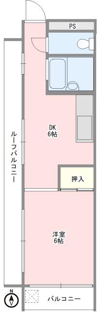 調布栄マンション(1DK/3階)の間取り写真