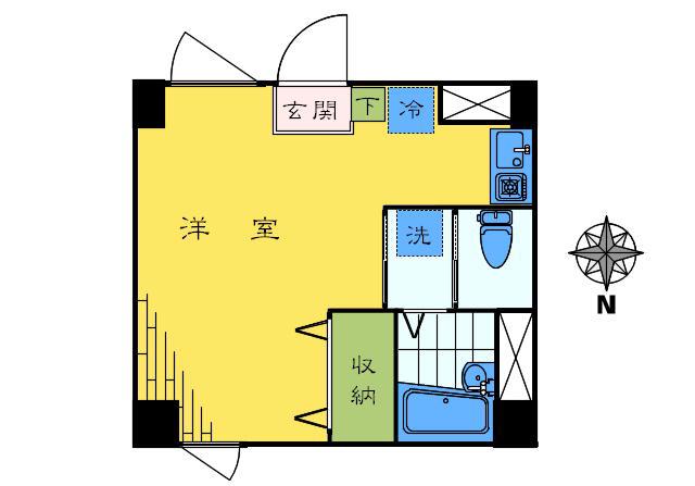 コントゥッティ(ワンルーム/1階)の間取り写真