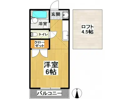 ウッディパレスフジII(ワンルーム/1階)の間取り写真