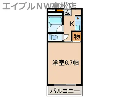 グランデ21(1K/4階)の間取り写真