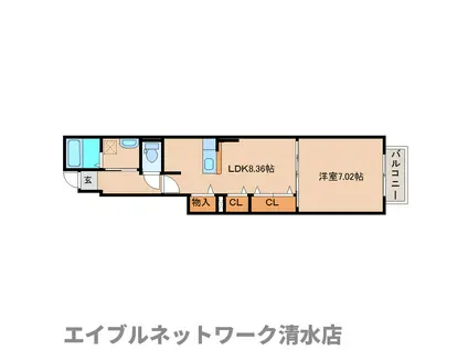 グランベル(1LDK/1階)の間取り写真