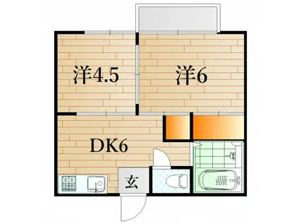 KIハイツB(2DK/1階)の間取り写真