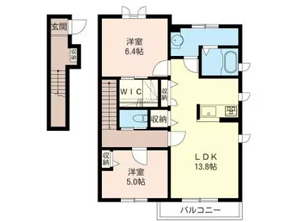 プリムヴェール(2LDK/2階)の間取り写真