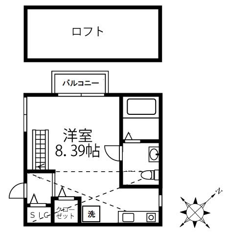 シエルブルー(ワンルーム/2階)の間取り写真