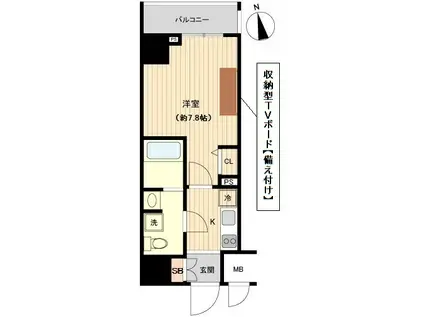 オーキッドレジデンス上野(1K/8階)の間取り写真