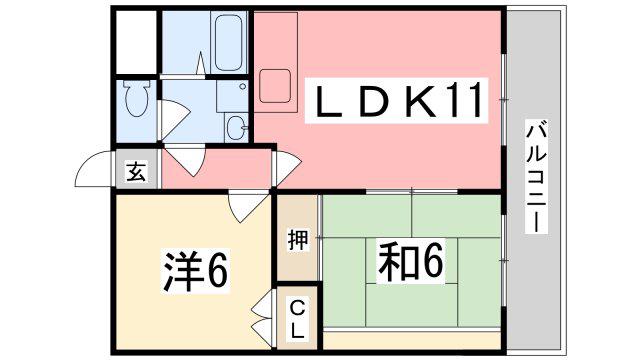シティーライフ保城(2LDK/5階)の間取り写真