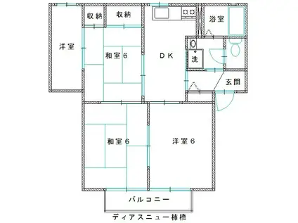 セントラルハイツA(3DK/2階)の間取り写真