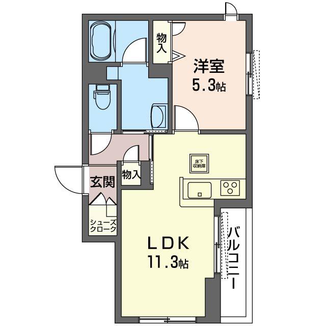 CENT LIVIE(1LDK/1階)の間取り写真