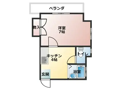 カーサ東中央(1K/3階)の間取り写真