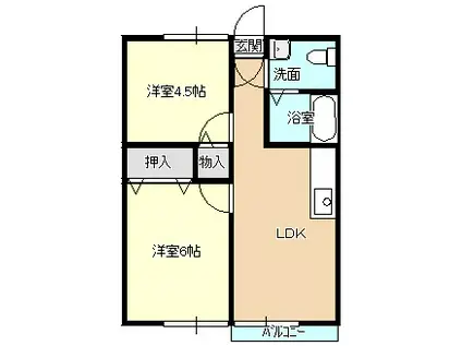 Sカーサ城西(2DK/2階)の間取り写真