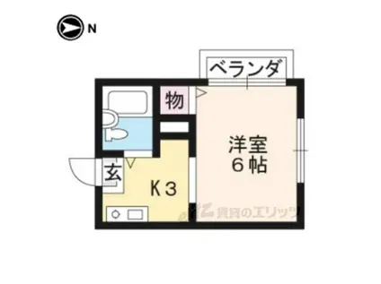 プレール北白川(1K/1階)の間取り写真