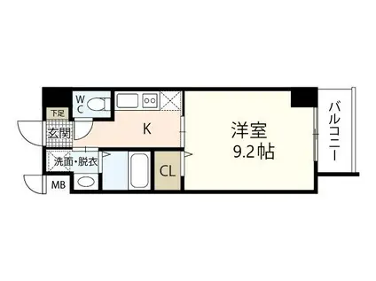 S-RESIDENCE宇品5丁目I(1K/3階)の間取り写真