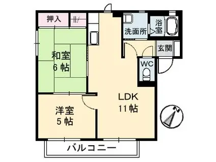 セトゥールインウエストB棟(2LDK/1階)の間取り写真