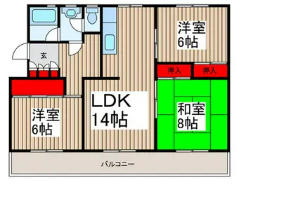KSマンション(3LDK/1階)の間取り写真