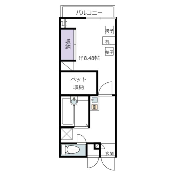 ブランド―ル(1K/2階)の間取り写真