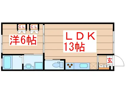 スプリングコート薬師高砂堀通(1LDK/2階)の間取り写真