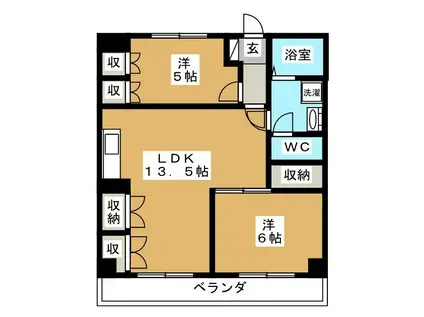 サヴァーブス菱山(2LDK/2階)の間取り写真