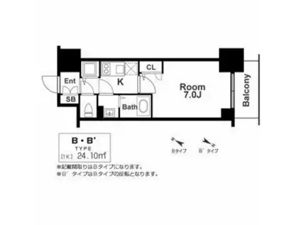 エスリード神戸三宮ラグジェ(1K/2階)の間取り写真