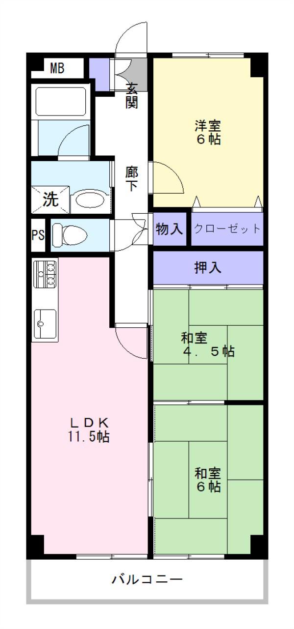 ガーデンヒルズソフィア(3LDK/1階)の間取り写真