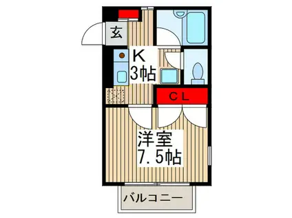 豊ハイツ(1K/1階)の間取り写真