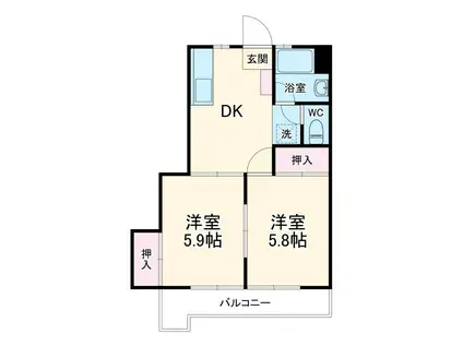 橋本マンション(2DK/3階)の間取り写真