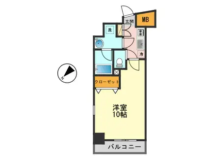 CALM.KOIWA ウエスト(1K/10階)の間取り写真