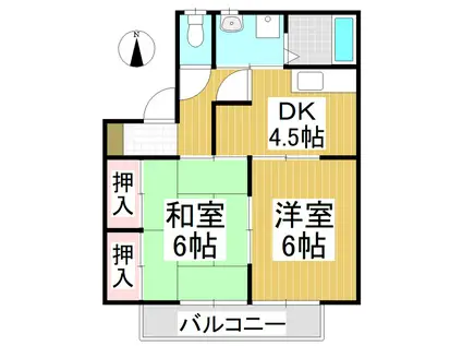 セジュールこばやしA棟(2DK/1階)の間取り写真