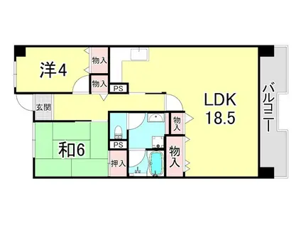 UR武庫川 29号棟(2LDK/7階)の間取り写真