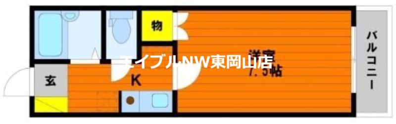 カーサ城北弐番館(1K/1階)の間取り写真