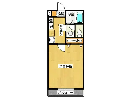 クレイドル秋留(1K/3階)の間取り写真