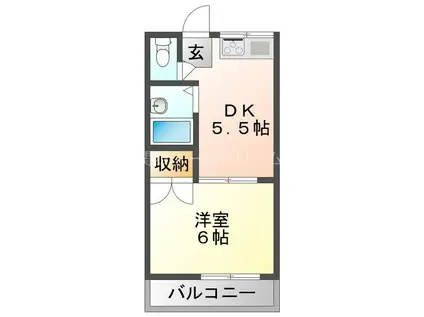 末広大丸マンション(1DK/4階)の間取り写真