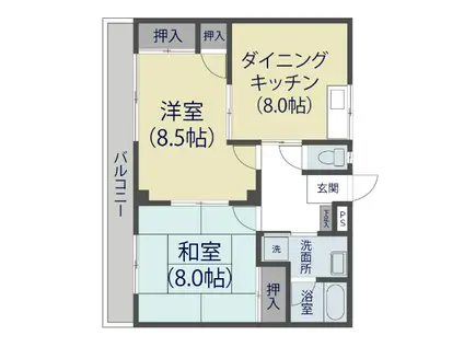 プランドール・ピア(2DK/3階)の間取り写真