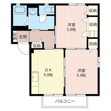 フレグランスC(2K/1階)の間取り写真
