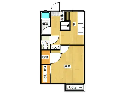 ドミール新須賀(1K/2階)の間取り写真