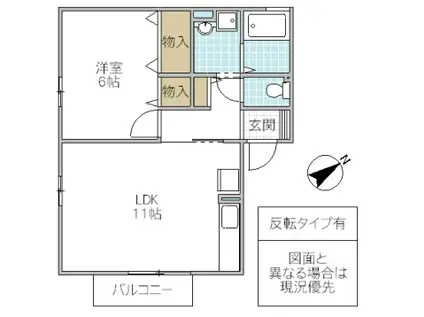 ボヌールA(1LDK/1階)の間取り写真