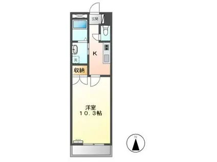 プランドール駒越(1K/2階)の間取り写真