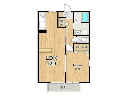 リズムホープ(1LDK/1階)の間取り写真