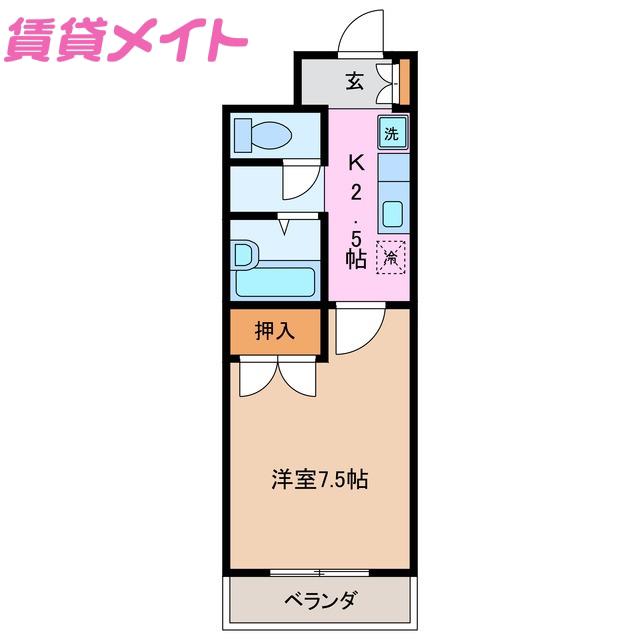 ボナール(1K/2階)の間取り写真