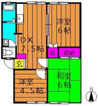 コーポサンライト I(3DK/2階)の間取り写真