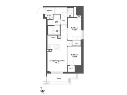 ブランシエスタ浅草雷門(2LDK/3階)の間取り写真