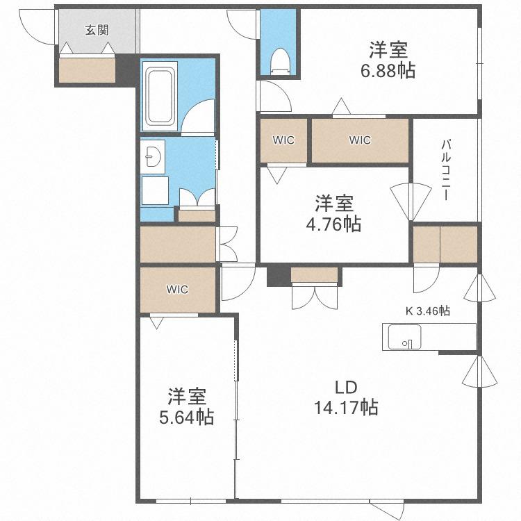 アルファスクエアS17(3LDK/2階)の間取り写真