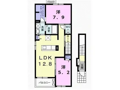 ボンヌ・シャンス(2LDK/2階)の間取り写真