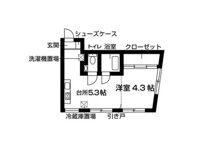 カメリア高円寺(1DK/1階)の間取り写真