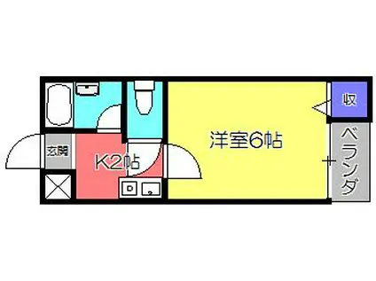 ハイツ宮野裏(1K/2階)の間取り写真