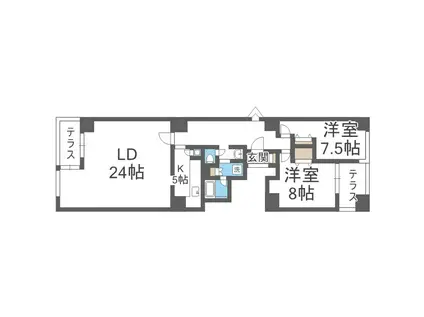 エルミタージュユリ(2LDK/4階)の間取り写真
