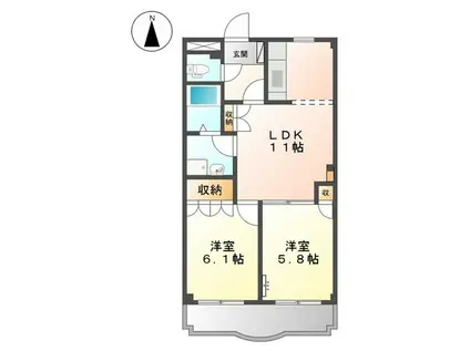 マンションソレイユ(2LDK/1階)の間取り写真