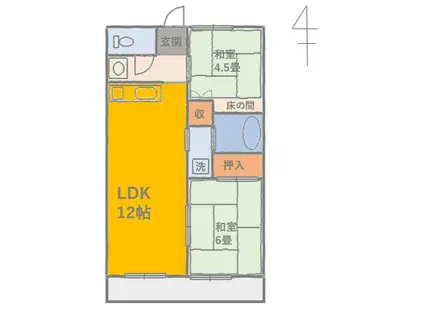 スエヒロハウス(2LDK/3階)の間取り写真