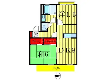 モアクレールヒメカ(2DK/1階)の間取り写真